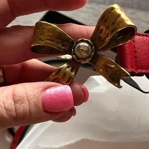 Gucci Studded leather belt metal bow hibiscus red Size 85 Gucci | Accessories | Gucci Studded Leather Belt Metal Bow  main image 2